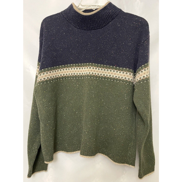 Dressbarn Women’s Size XL Green/Blue Fair Isle Turtleneck Sweater - Picture 1 of 7